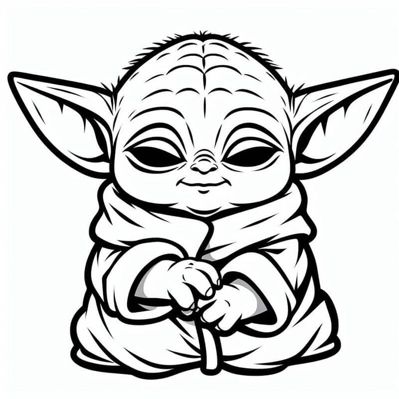 Baby Yoda pro Děti omalovánka