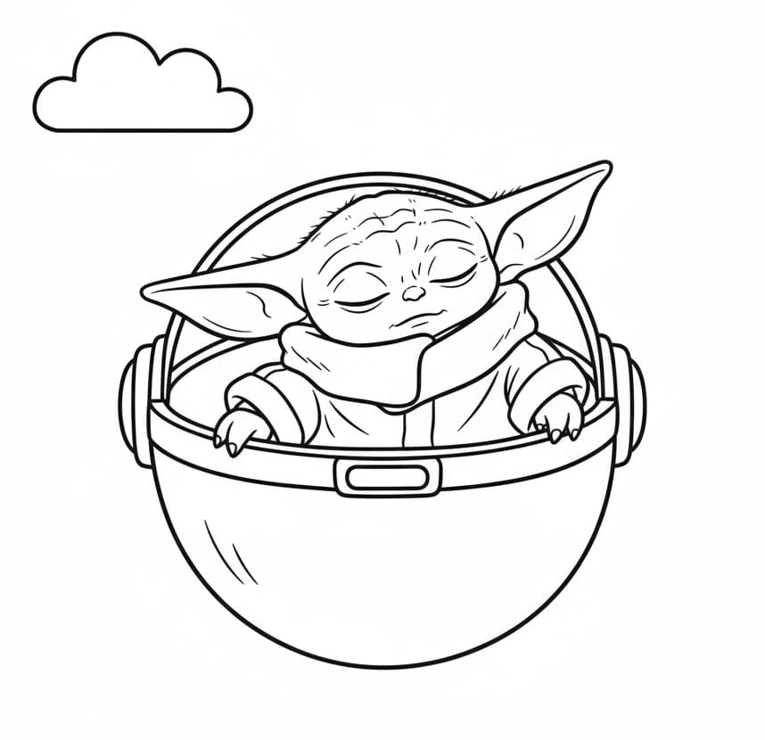 Baby Yoda spí omalovánka