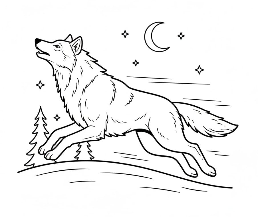 Běžící vlk omalovánka