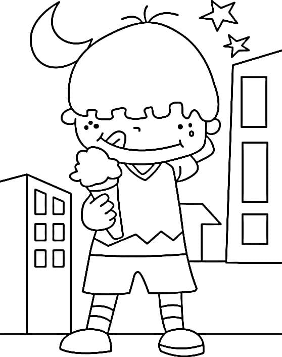 Chlapec a zmrzlina omalovánka