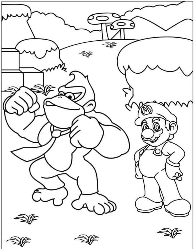 Donkey Kong a Mario omalovánka