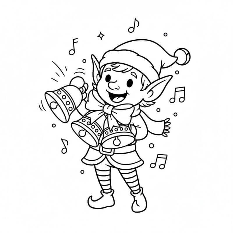 Elf a Vánoční Zvonek omalovánka