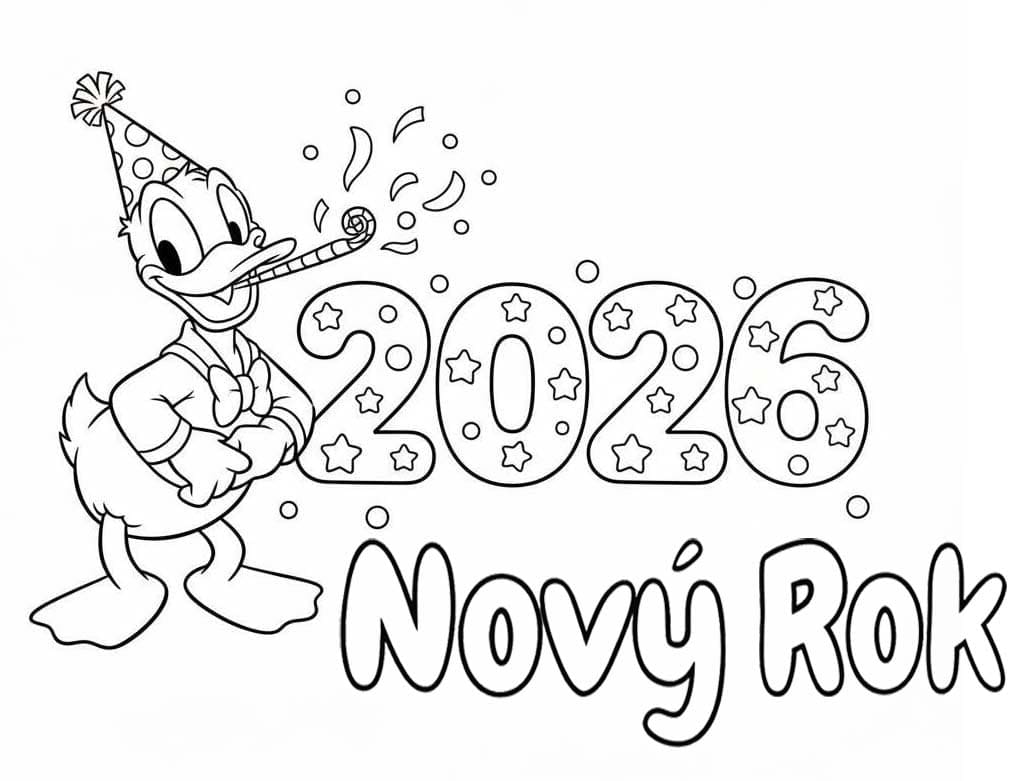 Fantastický Šťastný nový rok 2026 omalovánka