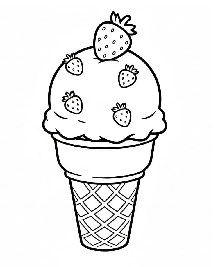 Jahodová zmrzlina omalovánka