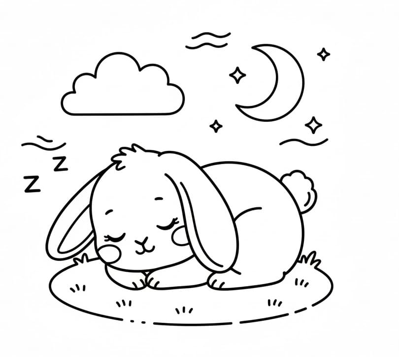 Jeden spící králík omalovánka