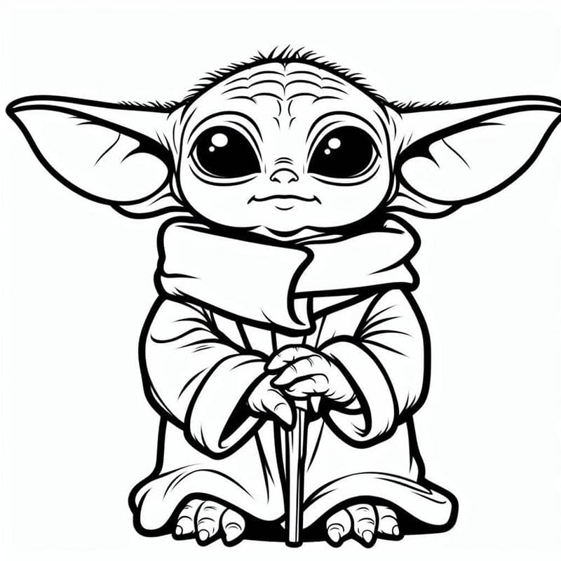 Jednoduché Baby Yoda omalovánka