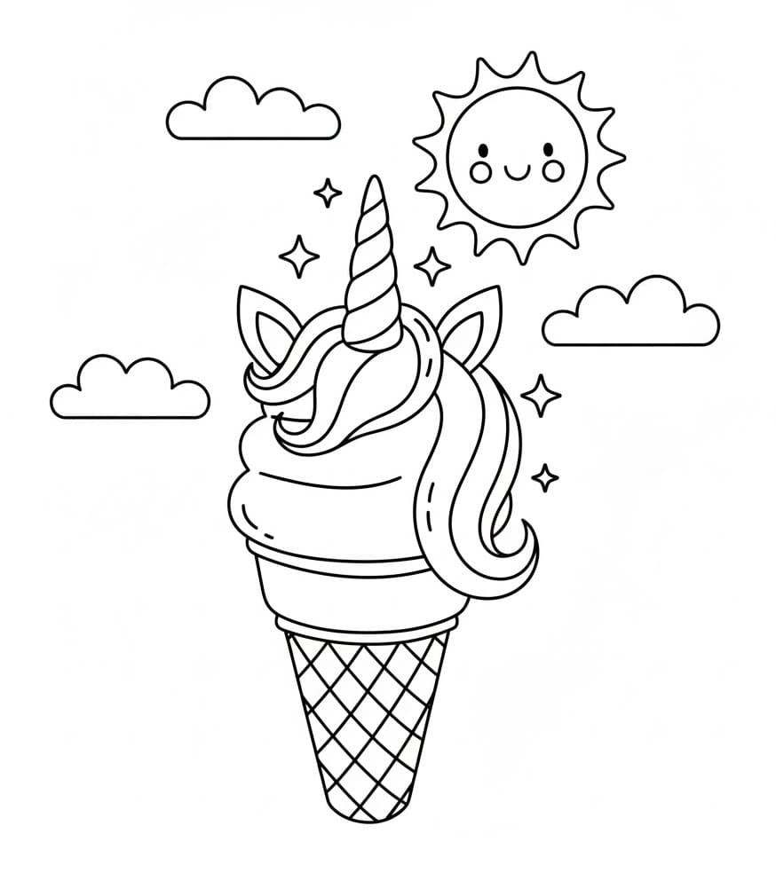 Jednorožčí zmrzlina omalovánka