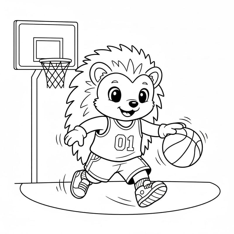 Ježek hraje basketbal omalovánka