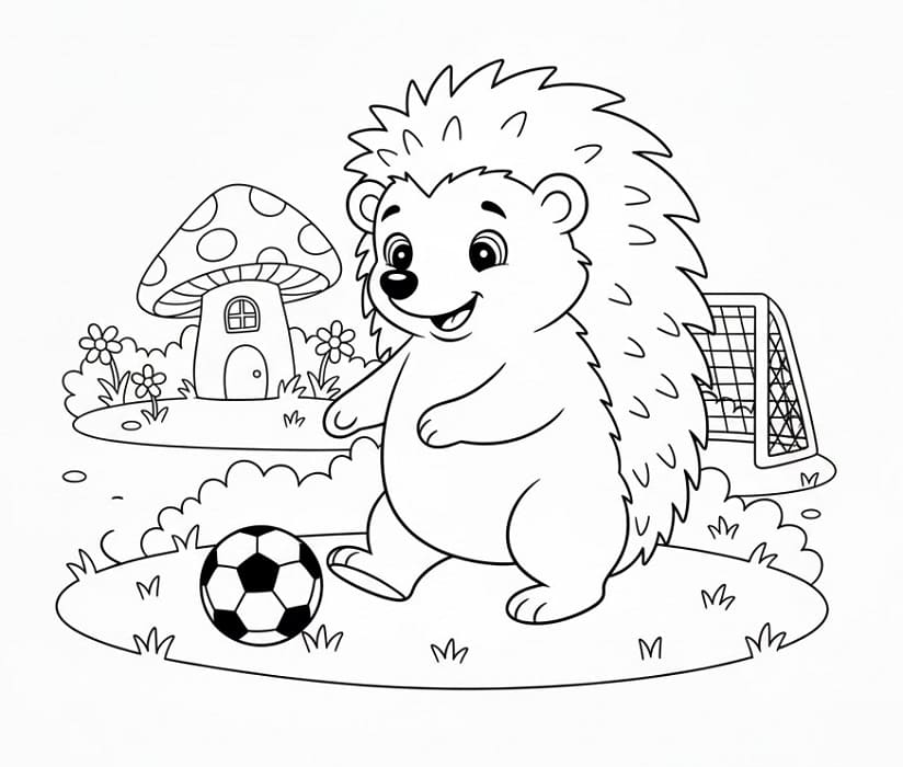 Ježek hraje fotbal omalovánka
