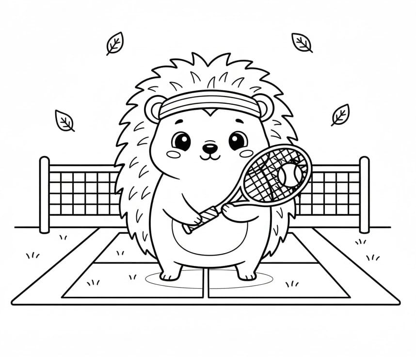 Ježek hraje tenis omalovánka