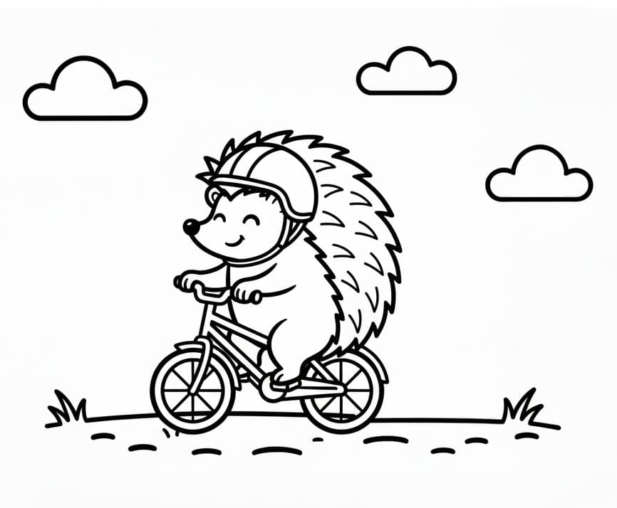 Ježek jede na kole omalovánka