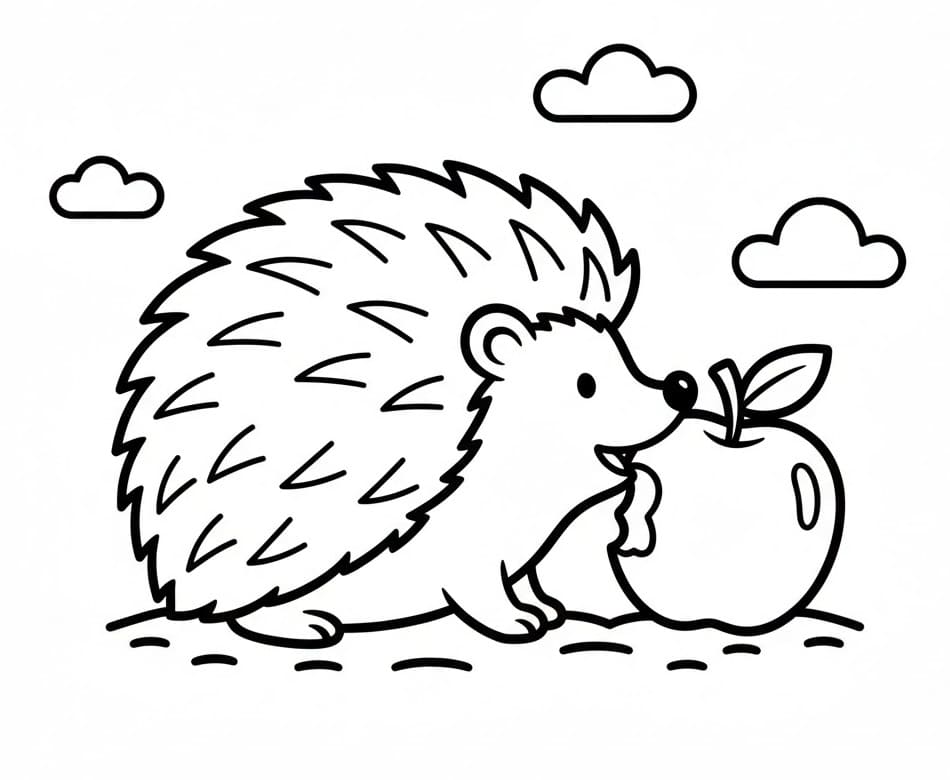Ježek jí jablko omalovánka