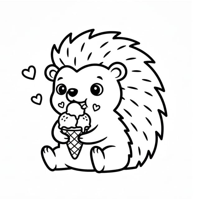 Ježek jí zmrzlinu omalovánka