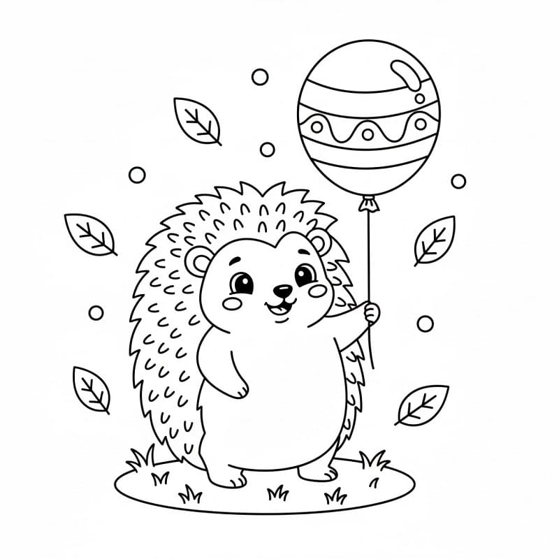 Ježek s balónkem omalovánka