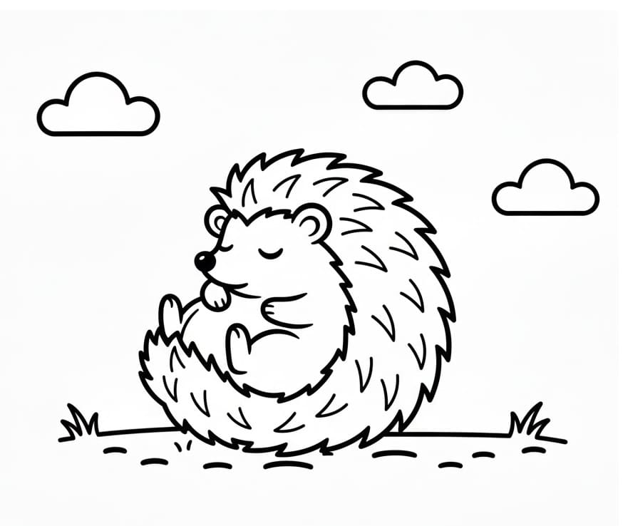 Ježek spí omalovánka