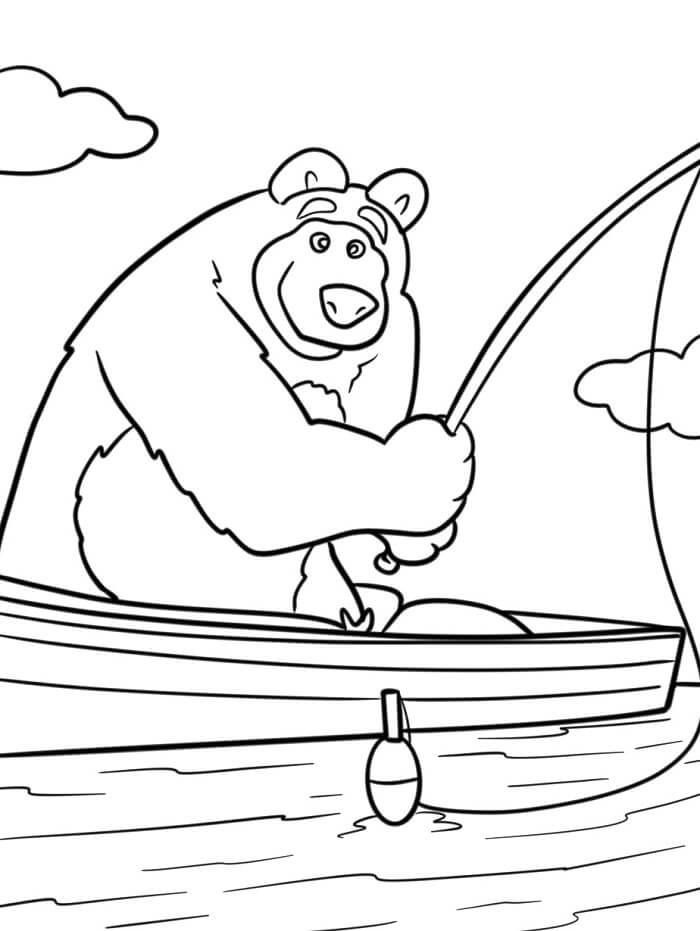 Karikaturní Máša a medvěd omalovánka