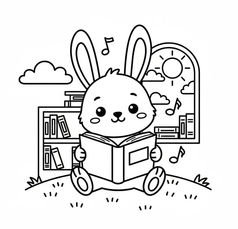 Kniha pro čtení králíků omalovánka