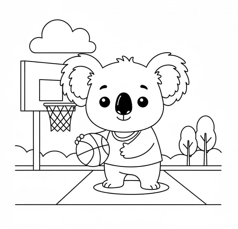 Koala hraje basketbal omalovánka