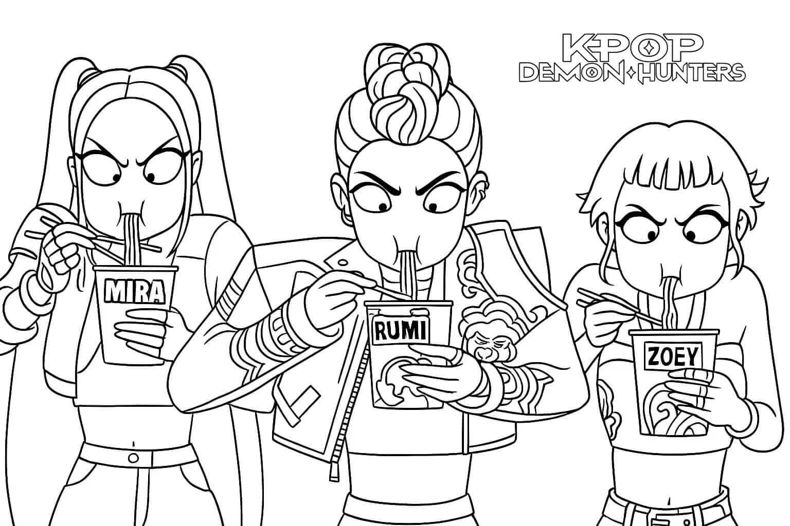Kpop Demon Hunters Tisknutelný pro Děti omalovánka
