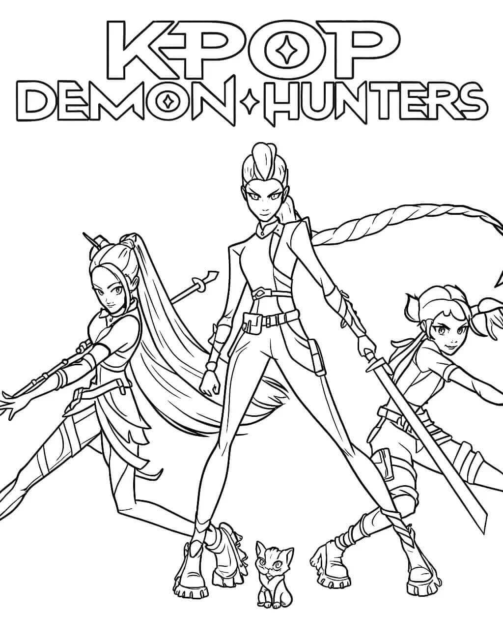 Kpop Demon Hunters k Vytisknutí omalovánka