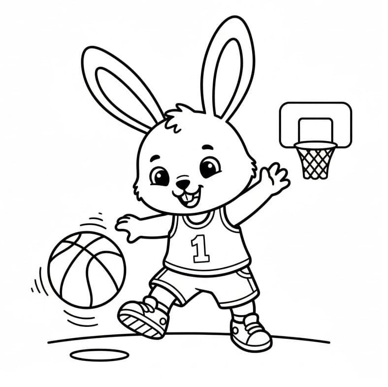 Králík hraje basketbal omalovánka