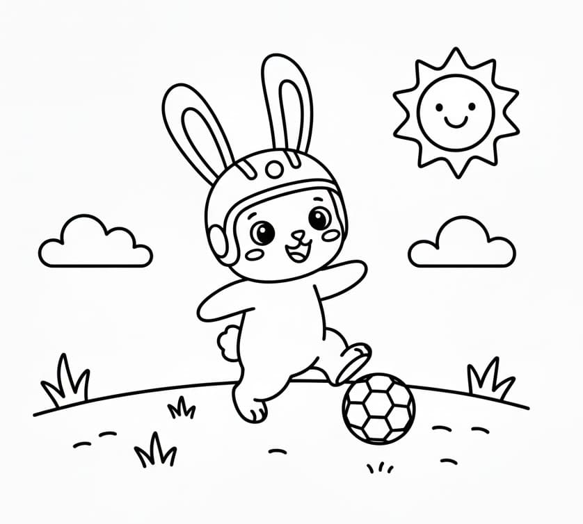 Králík hraje fotbal omalovánka