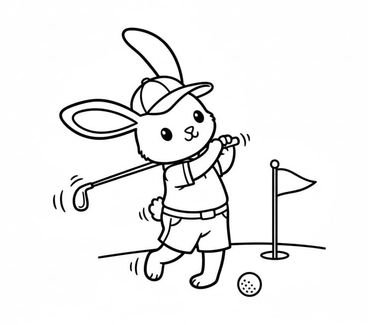 Králík hraje golf omalovánka