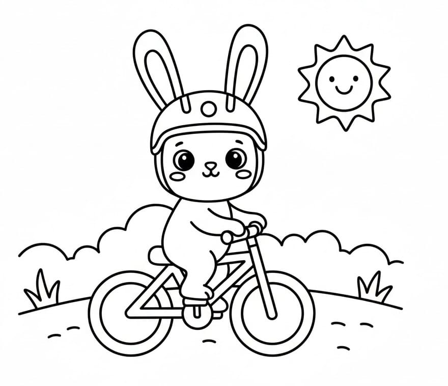 Králík na kole omalovánka