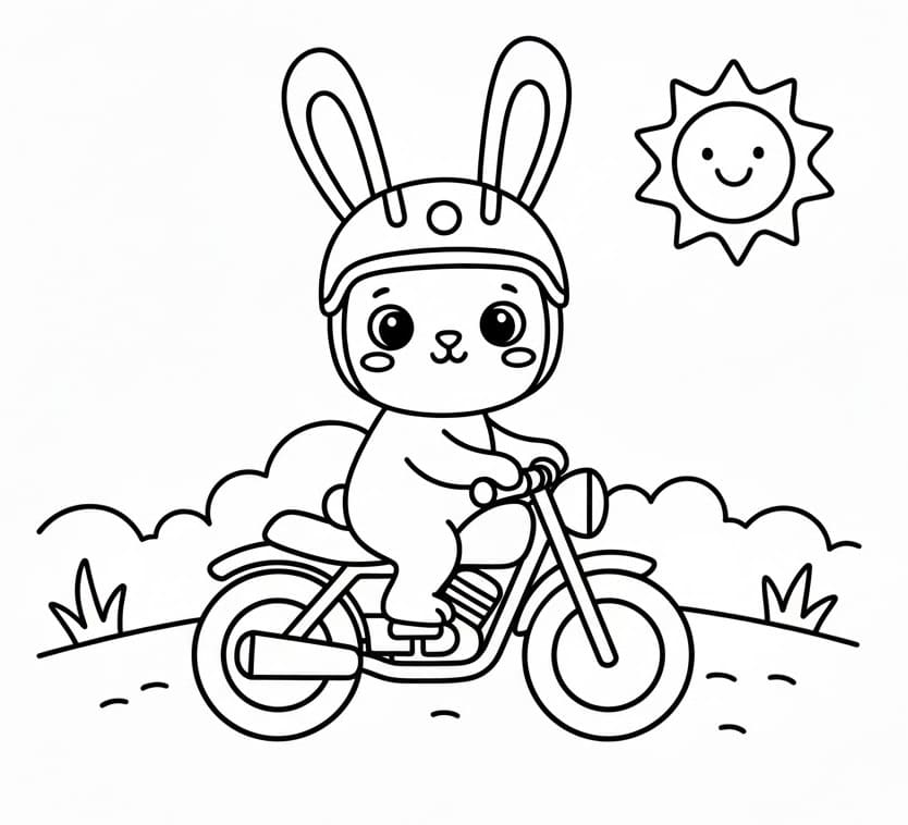 Králík na motorce omalovánka