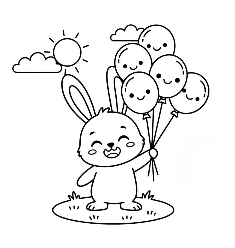 Králík s balónky omalovánka