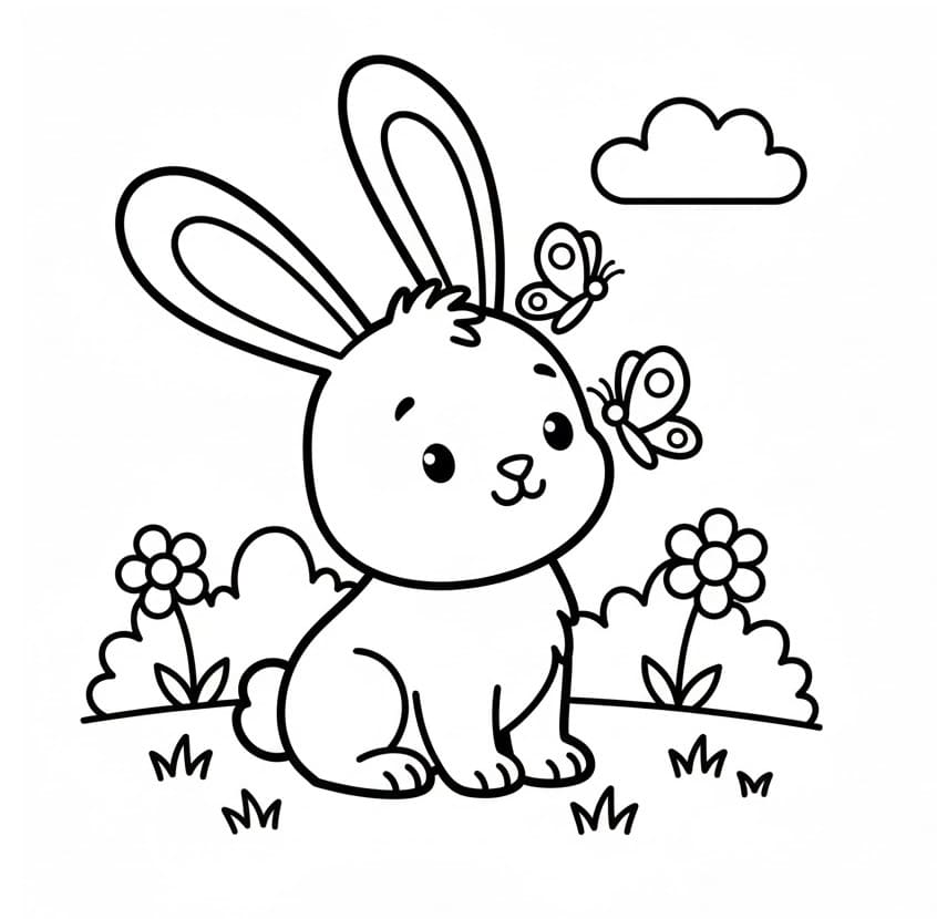 Králík s motýly omalovánka