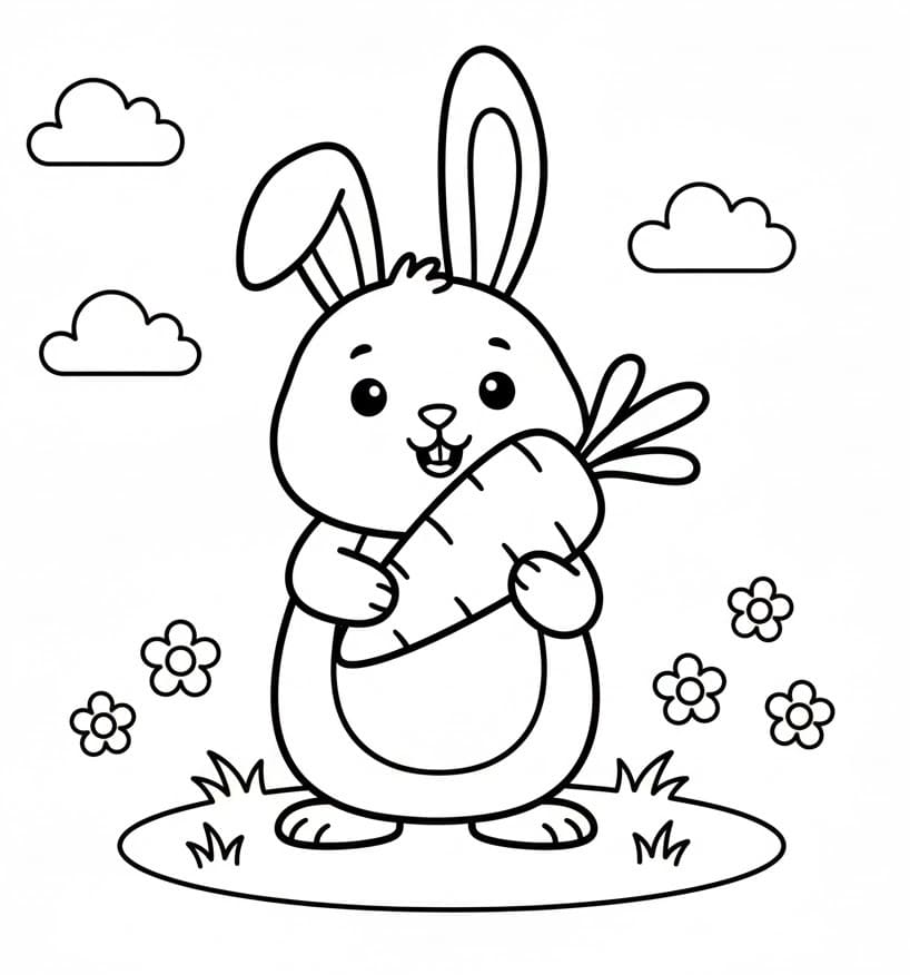 Králík s mrkví omalovánka