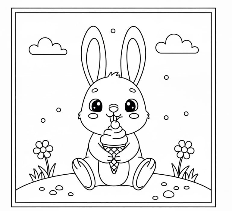 Králík se zmrzlinou omalovánka