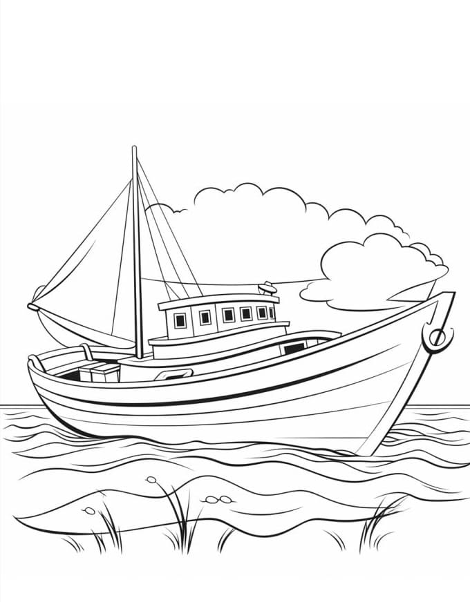 Loď Zdarma Pro Děti omalovánka