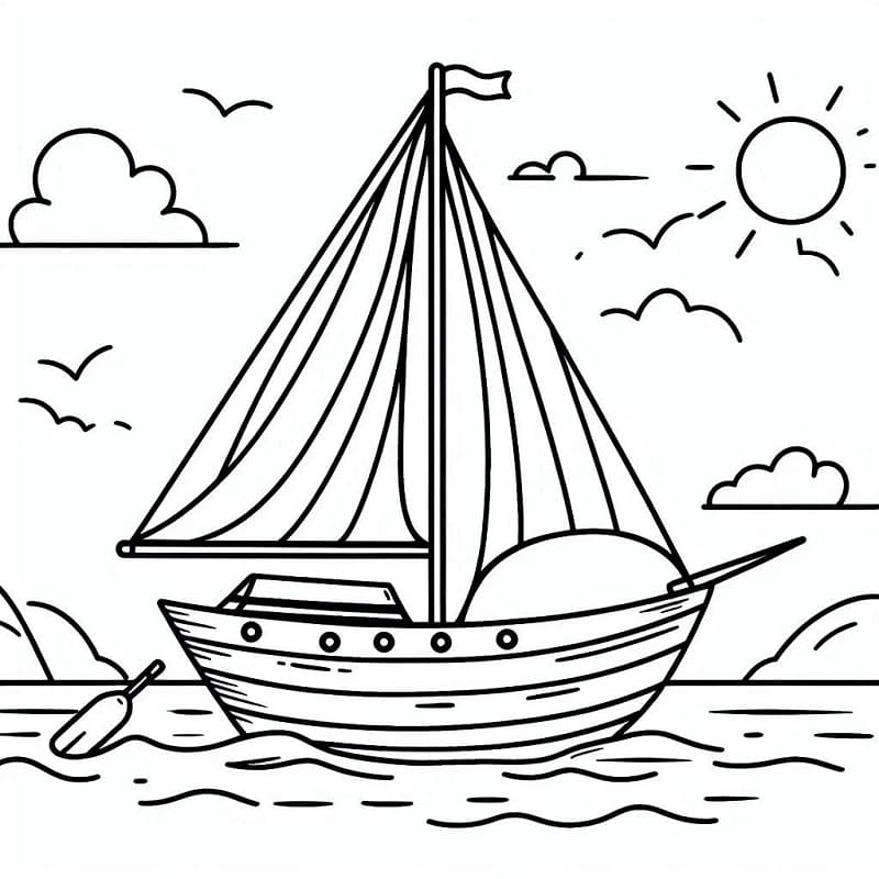 Loď Zdarma Vytisknutelná omalovánka