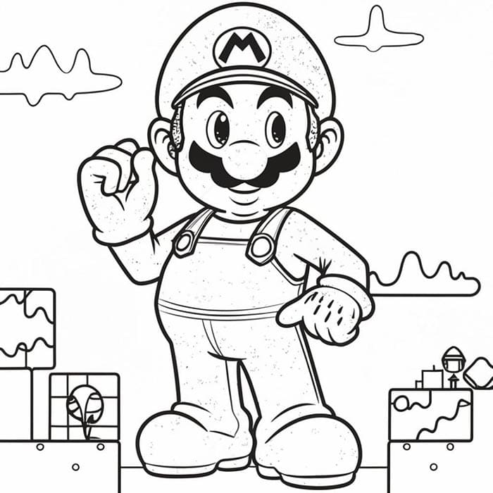 Mario Tisknutelný pro Děti omalovánka