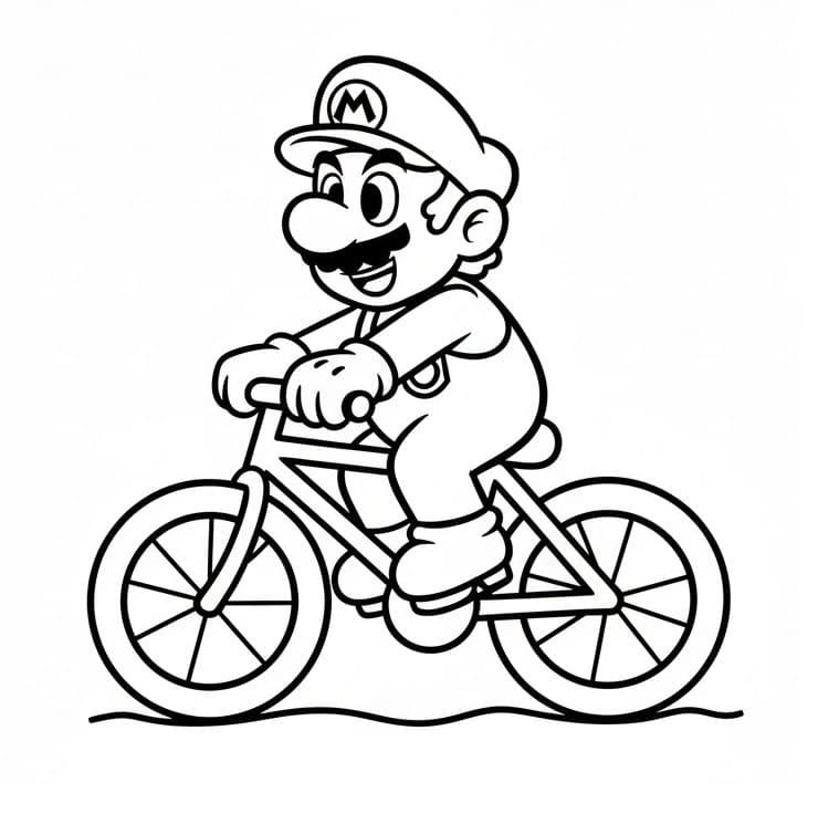 Mario jede na kole omalovánka