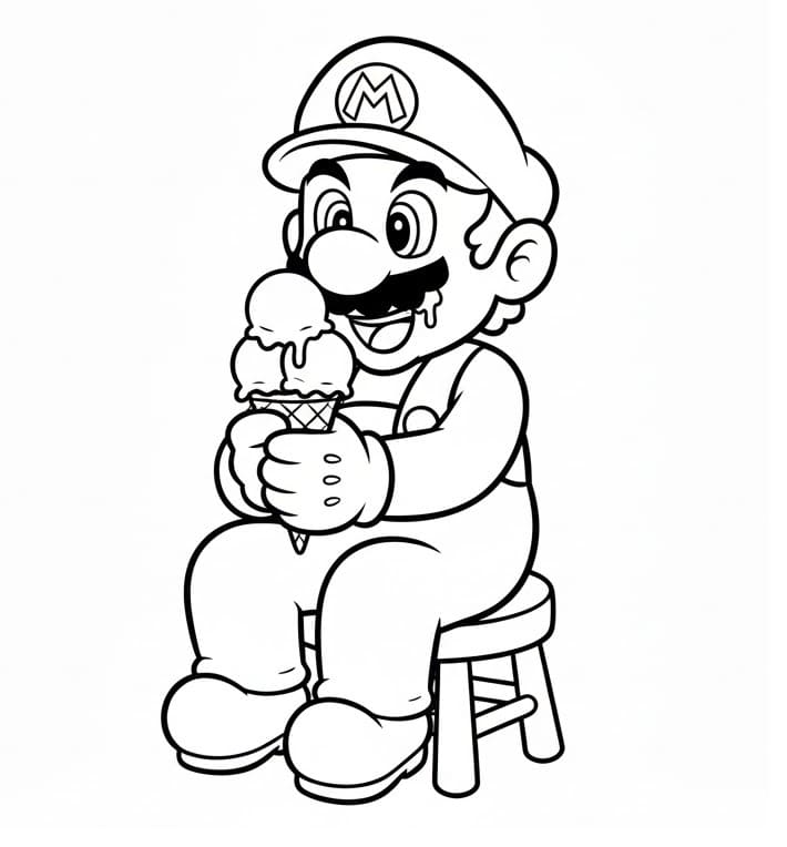 Mario se zmrzlinou omalovánka