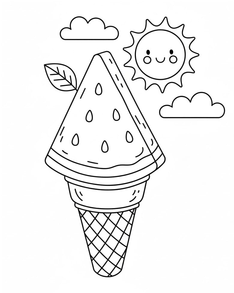 Melounová zmrzlina omalovánka
