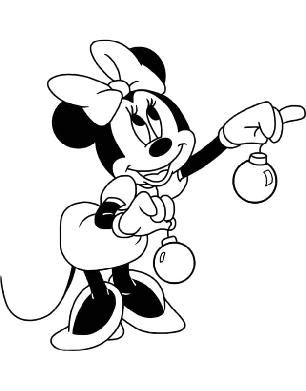 Minnie Mouse a Vánoční Ozdoby omalovánka