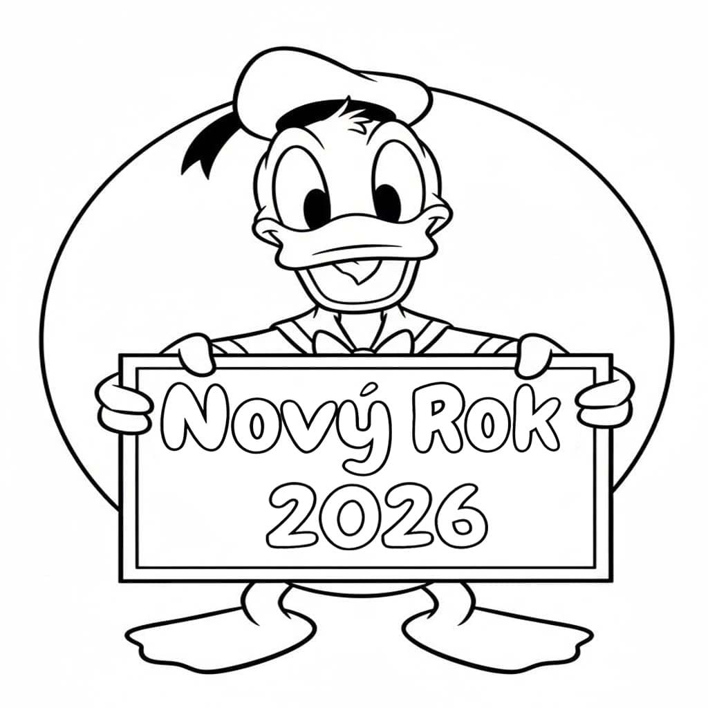 Nový rok 2026 zdarma tisknutelný omalovánka
