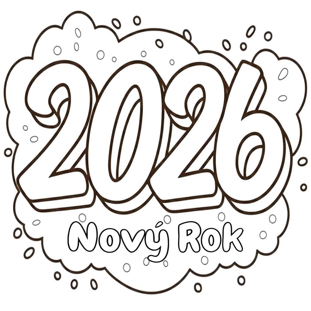 Nový rok 2026 zdarma omalovánka