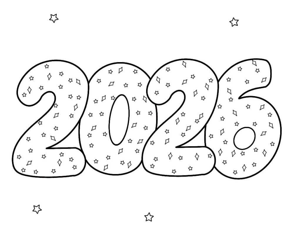 Obrázek Šťastný nový rok 2026 omalovánka