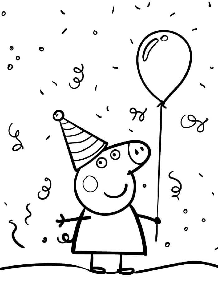 Prasátko Peppa s balónkem omalovánka