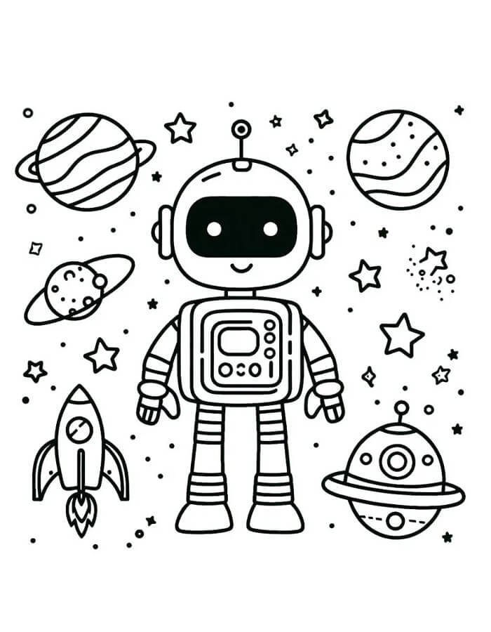 Robot Obrázek omalovánka