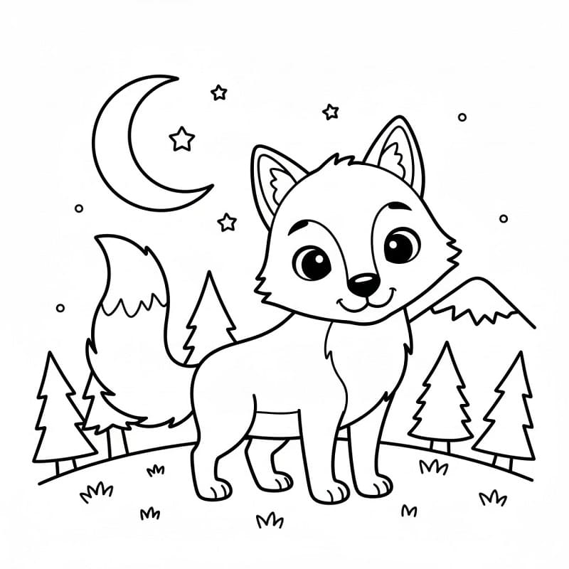 Rozkošný vlk omalovánka