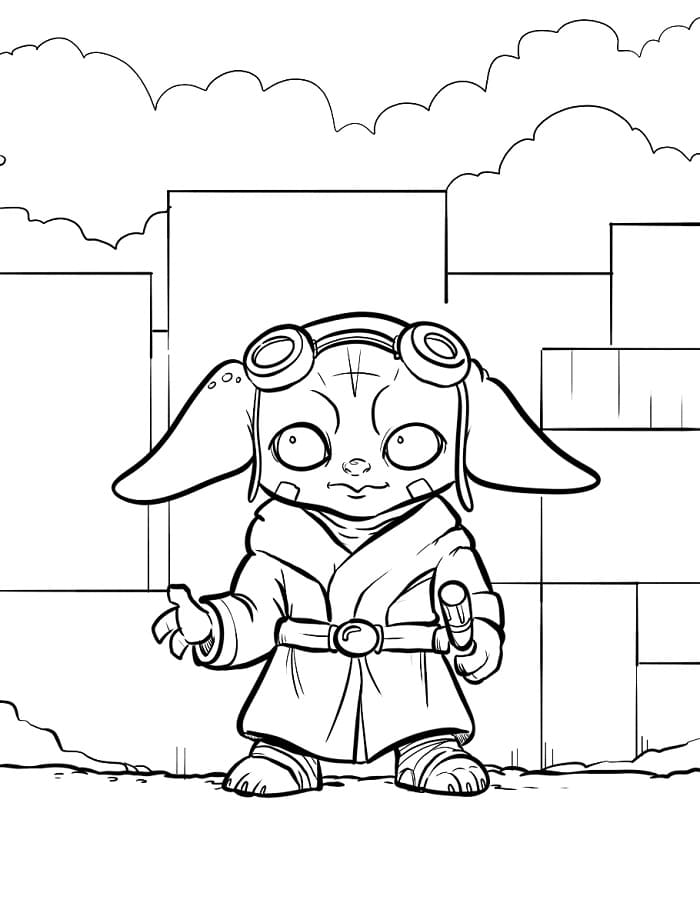 Roztomilé Baby Yoda omalovánka