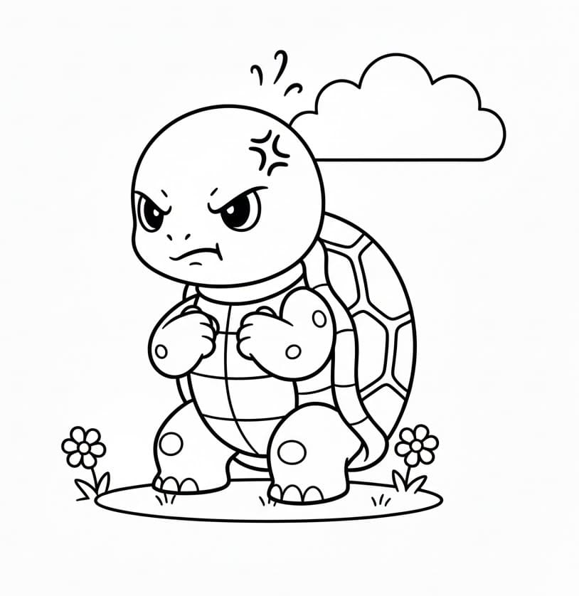 Rozzlobená želva omalovánka