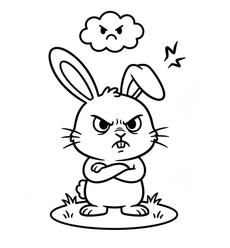 Rozzlobený králík omalovánka