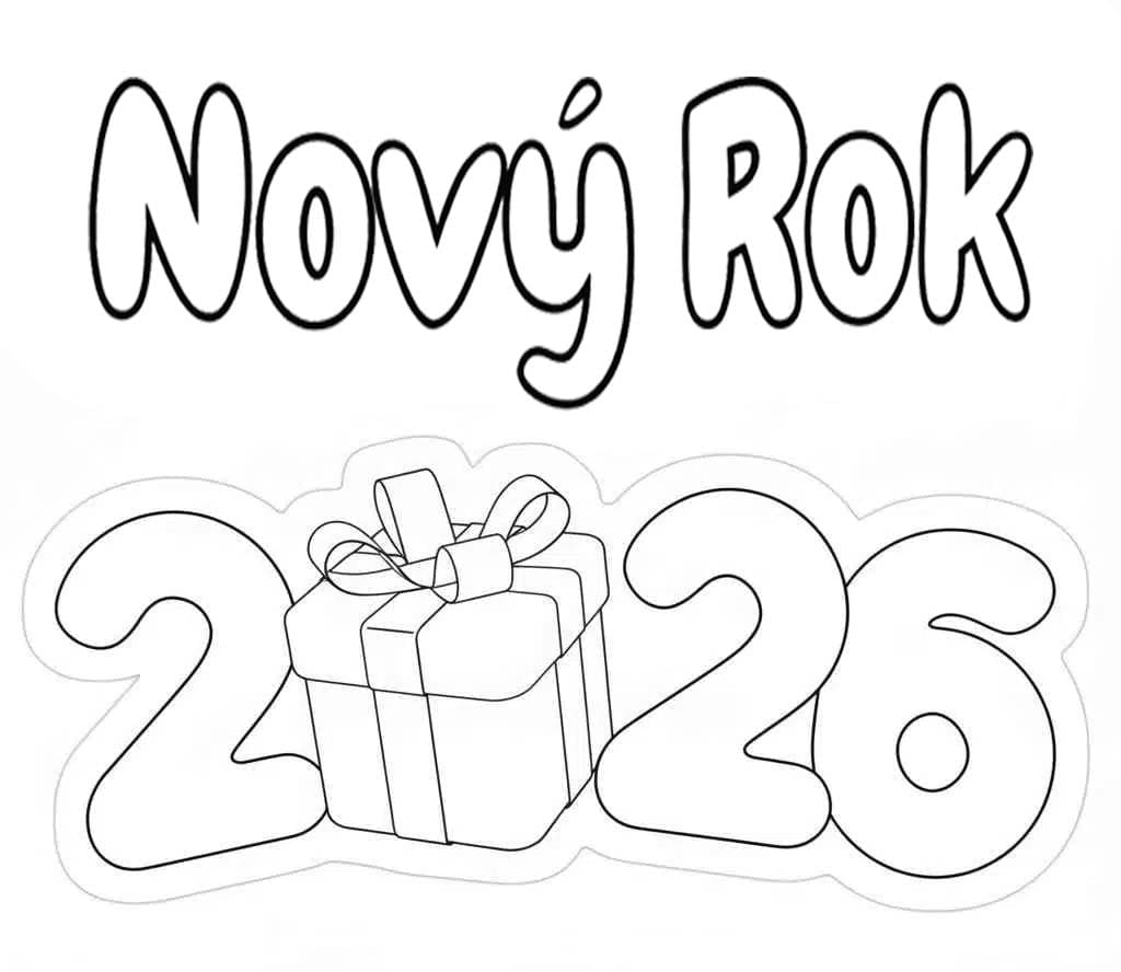 Skvělý Šťastný nový rok 2026 omalovánka